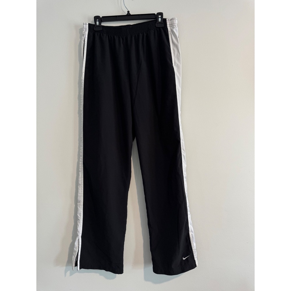 Nike‎ Track Pants Women Large Black White Stripe Straight Leg Activewear